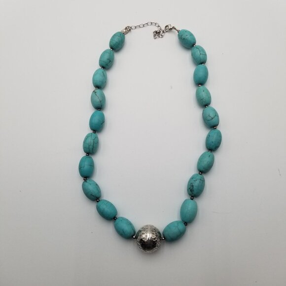 JRI Mexico Turquoise and sterling silver .925 beaded necklace 18" length - Picture 1 of 6